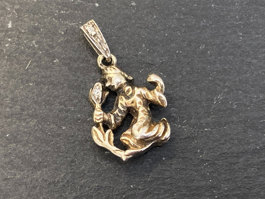 Vintage Anhänger Sterling Silber 925 Mädchen mit Blume