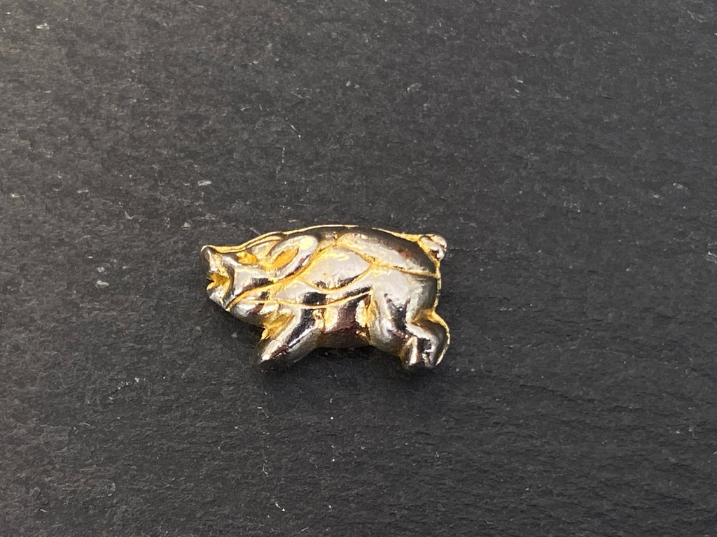 Vintage Schweinchen als Glücksbringer Metall Ehemals vergoldet