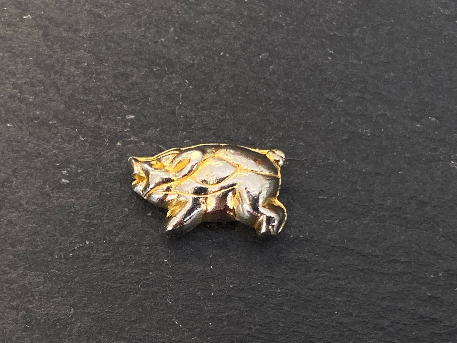 Vintage Schweinchen als Glücksbringer Metall Ehemals vergoldet