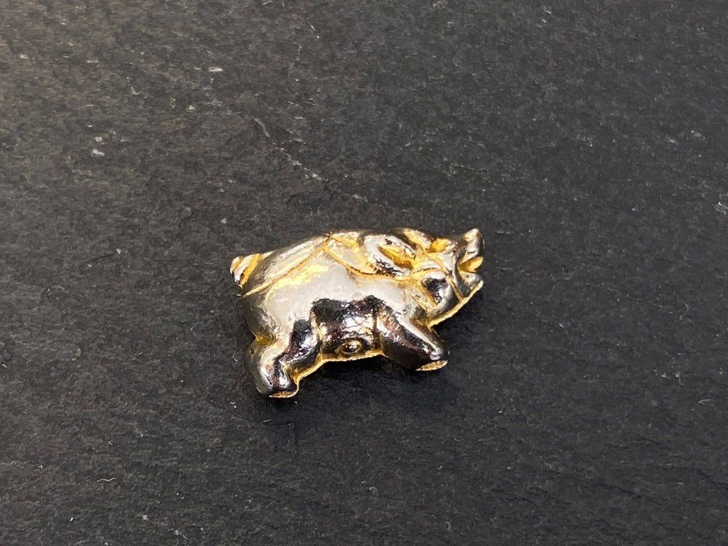 Vintage Schweinchen als Glücksbringer Metall Ehemals vergoldet