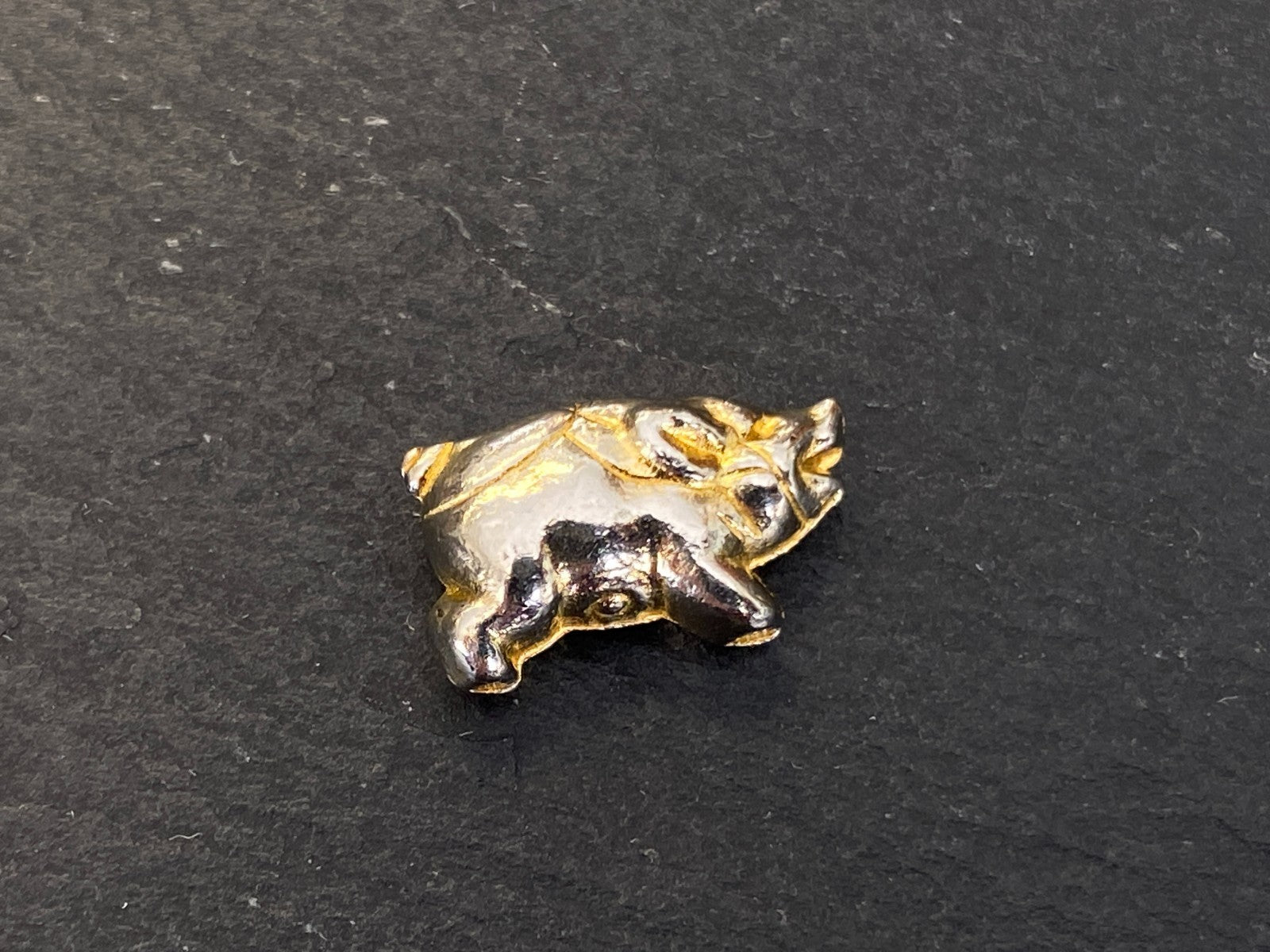 Vintage Schweinchen als Glücksbringer Metall Ehemals vergoldet