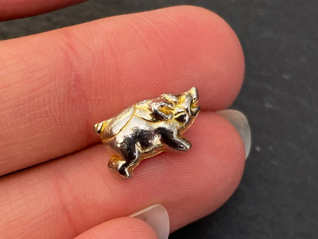 Vintage Schweinchen als Glücksbringer Metall Ehemals vergoldet