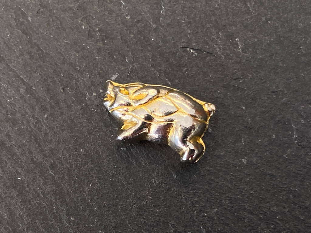 VINTAGE SCHWEINCHEN ALS GLÜCKSBRINGER METALL EHEMALS VERGOLDET