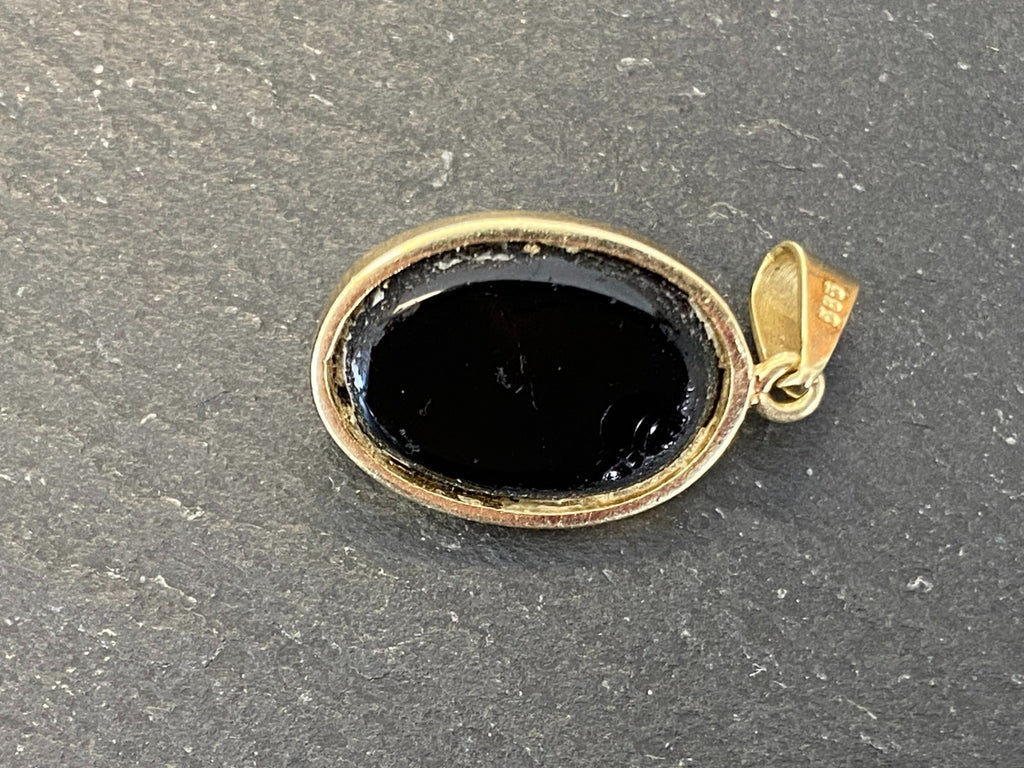 Vintage Anhänger Gelbgold Gold 14K 585 mit Glas Kamee Gemme 3,29g