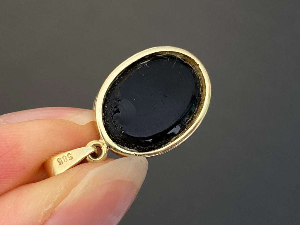 Vintage Anhänger Gelbgold Gold 14K 585 mit Glas Kamee Gemme 3,29g