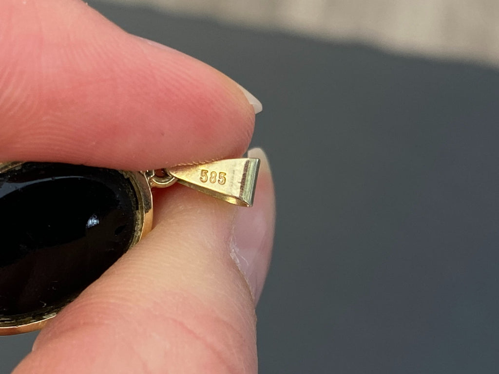 Vintage Anhänger Gelbgold Gold 14K 585 mit Glas Kamee Gemme 3,29g