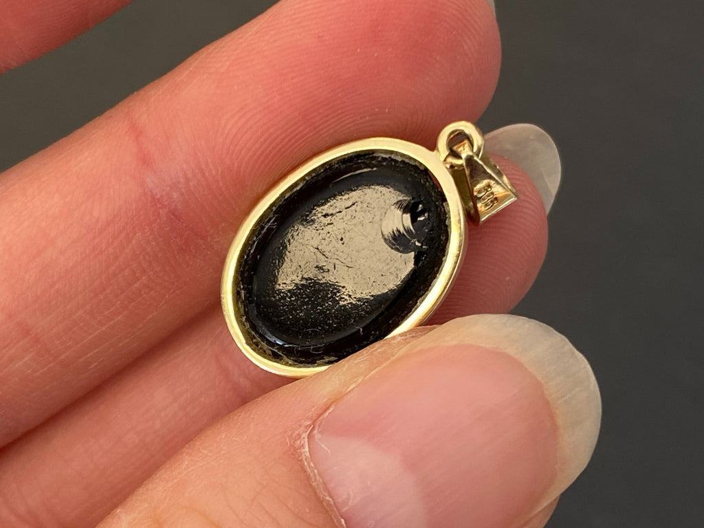 Vintage Anhänger Gelbgold Gold 14K 585 mit Glas Kamee Gemme 3,29g