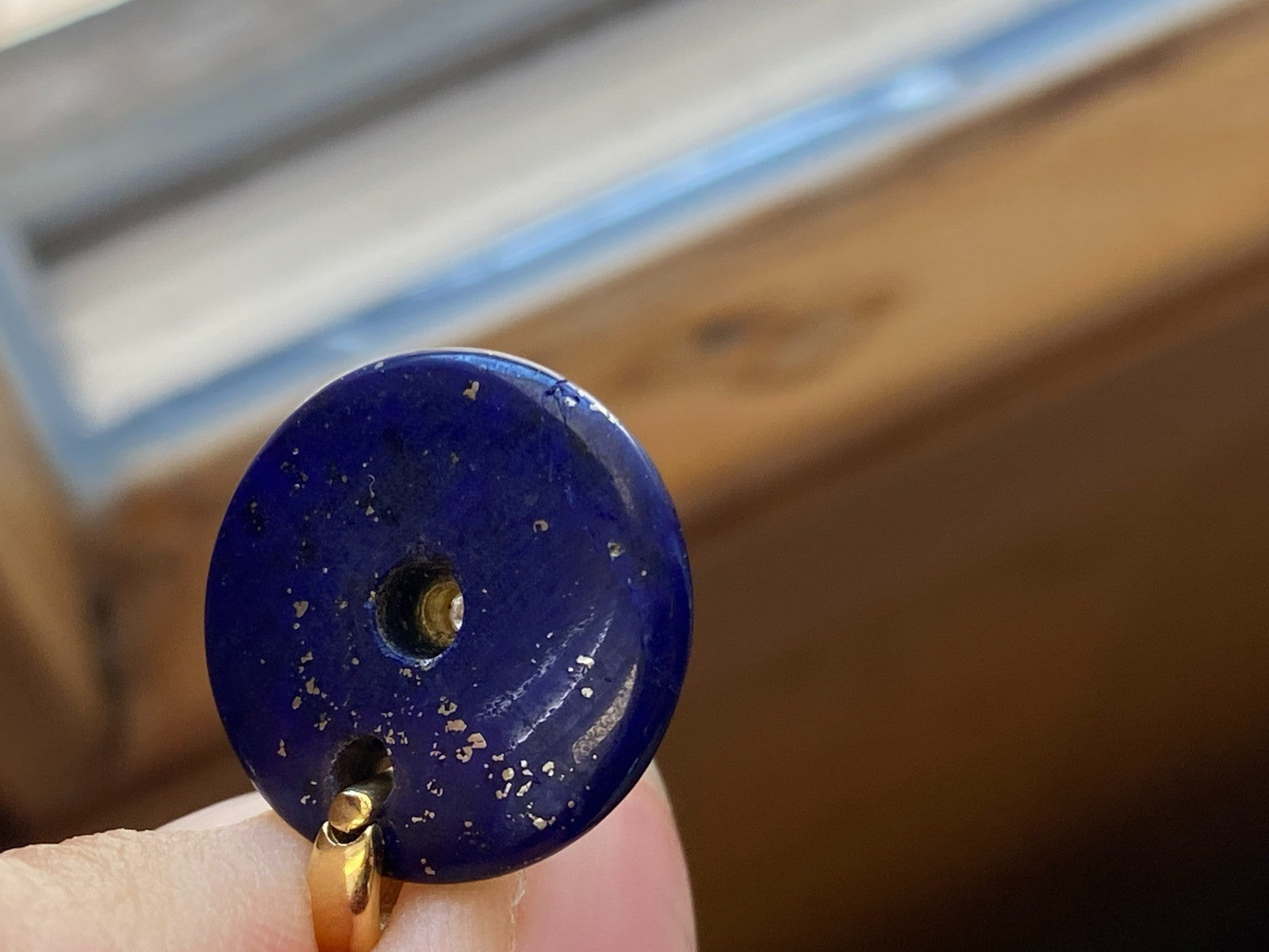 Anhänger aus Lapislazuli Fassung Gold 18K 750 mit Diamant