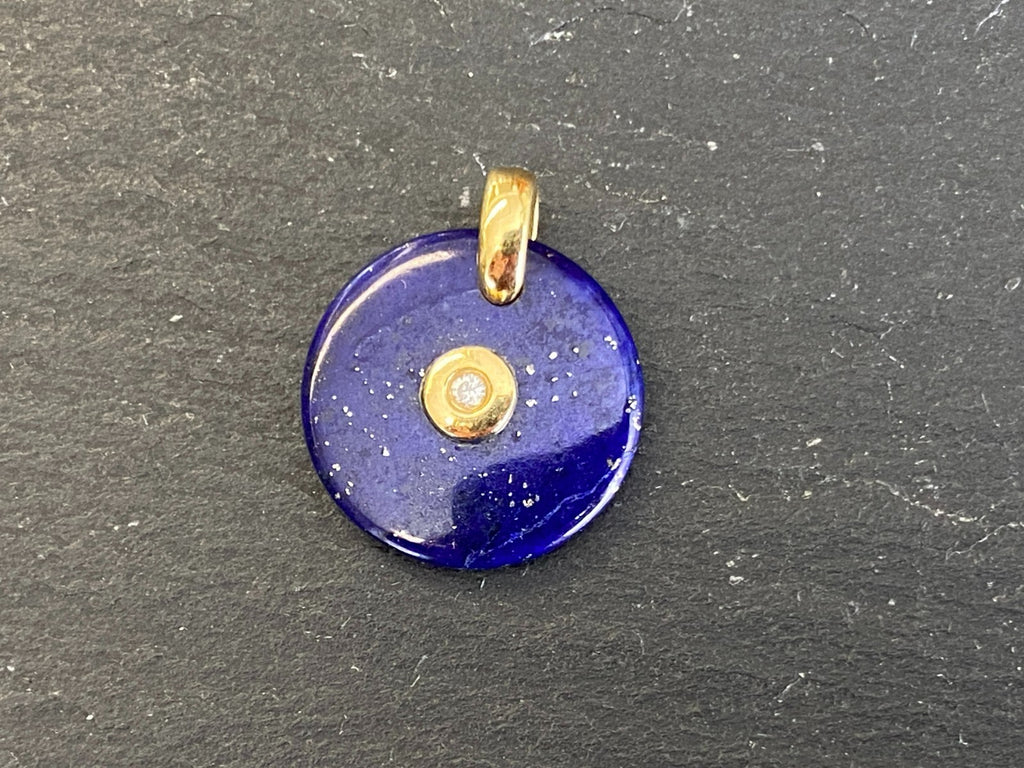 Anhänger aus Lapislazuli Fassung Gold 18K 750 mit Diamant