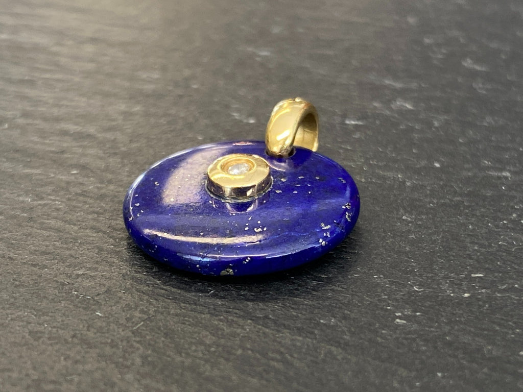 Anhänger aus Lapislazuli Fassung Gold 18K 750 mit Diamant
