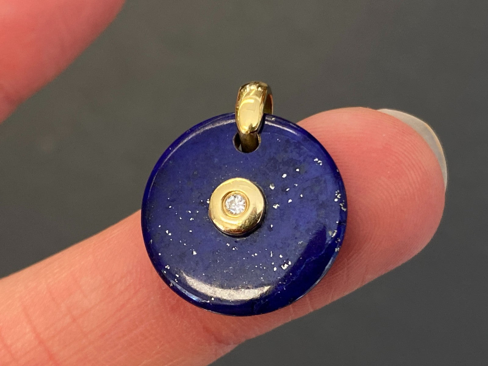 Anhänger aus Lapislazuli Fassung Gold 18K 750 mit Diamant