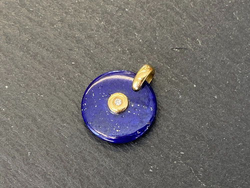ANHÄNGER AUS LAPISLAZULI FASSUNG GOLD 18K 750 MIT DIAMANT