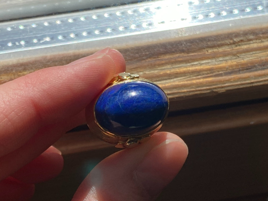 Vintage Ring Gold 585 mit Grossem Lapislazuli Grösse 53 10,84g Statement Ring