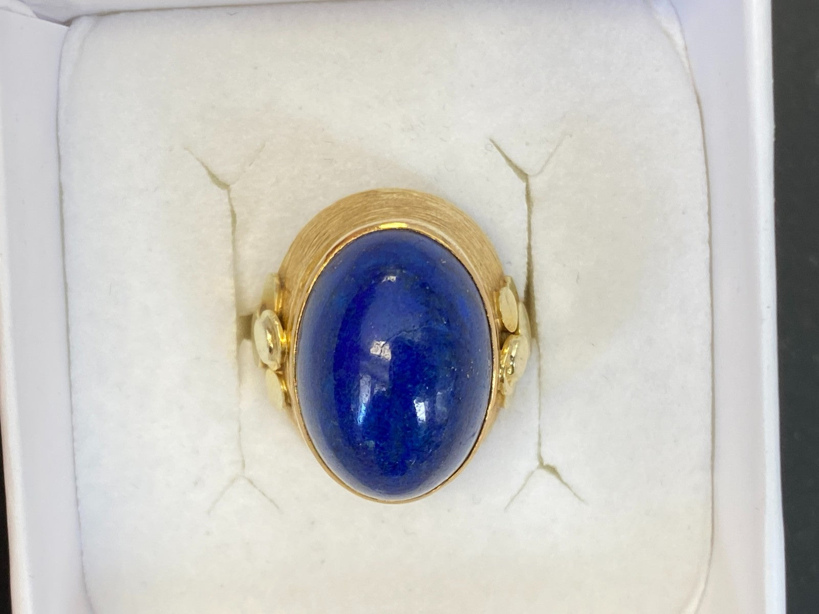 Vintage Ring Gold 585 mit Grossem Lapislazuli Grösse 53 10,84g Statement Ring