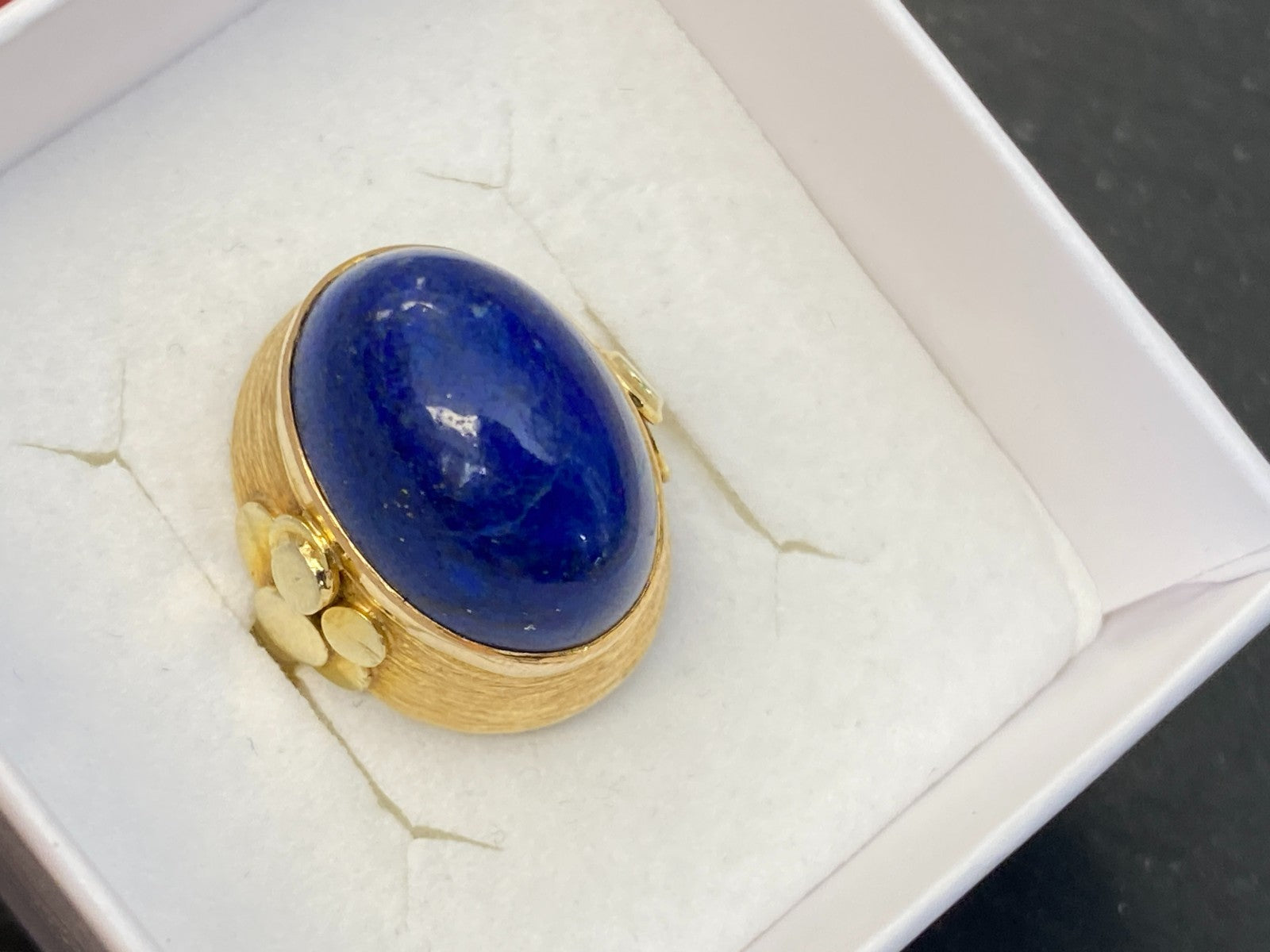 Vintage Ring Gold 585 mit Grossem Lapislazuli Grösse 53 10,84g Statement Ring