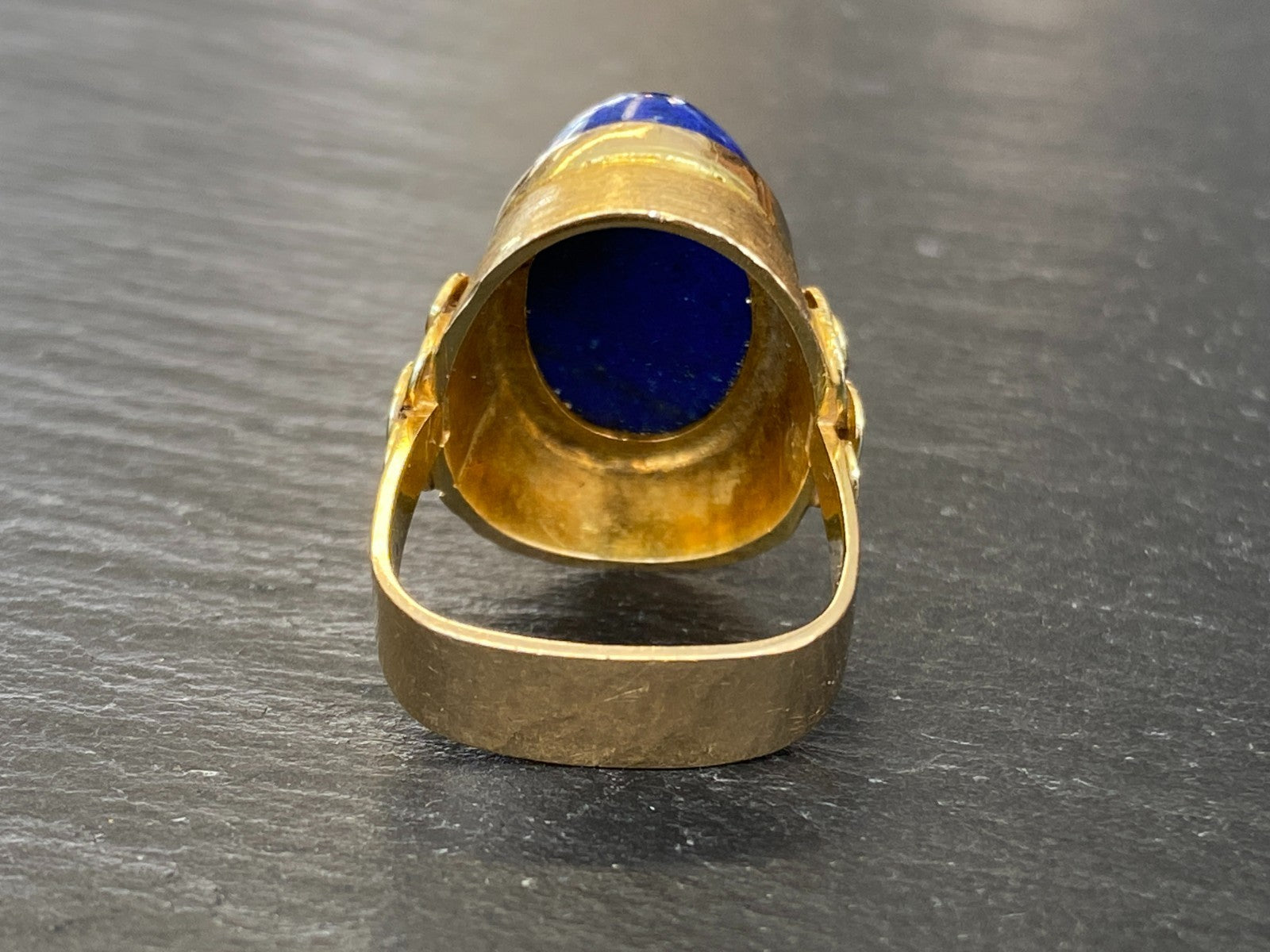 Vintage Ring Gold 585 mit Grossem Lapislazuli Grösse 53 10,84g Statement Ring