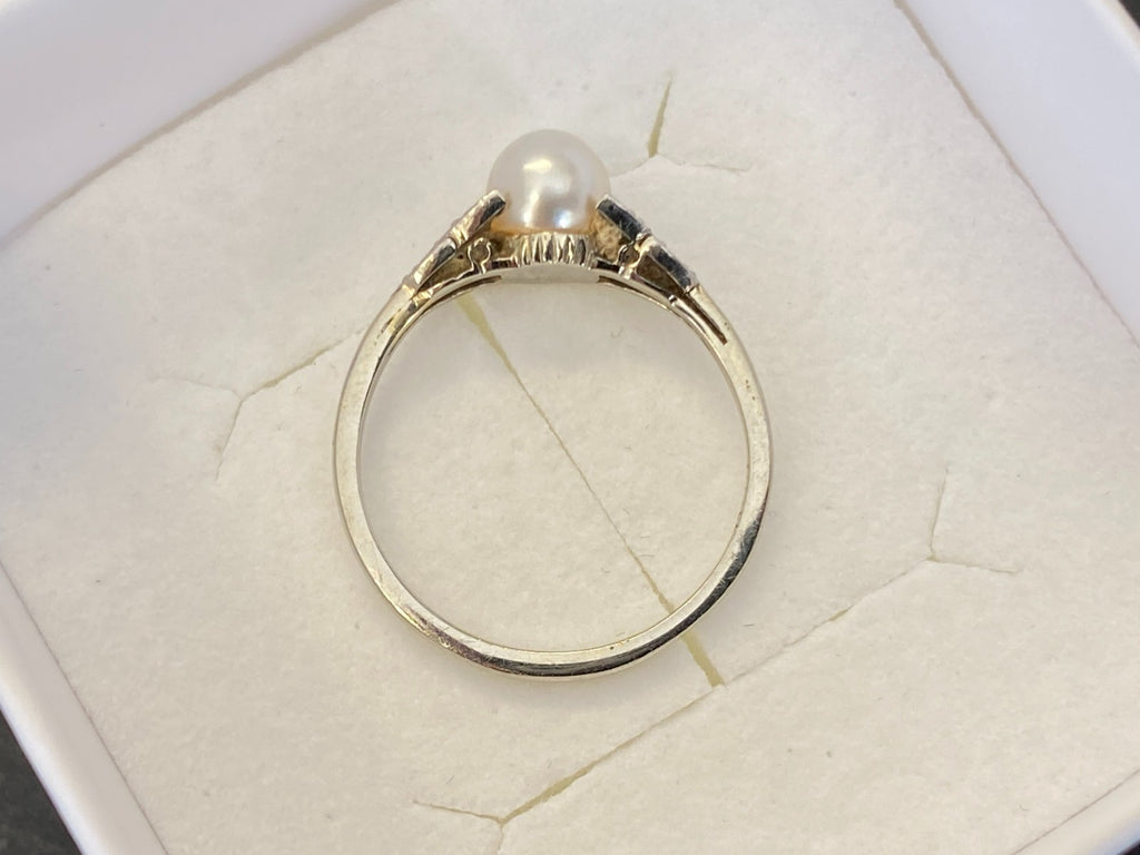 Filigraner Perlenring Ring Weissgold 750 18K Perle Grösse 48,5 1,72g