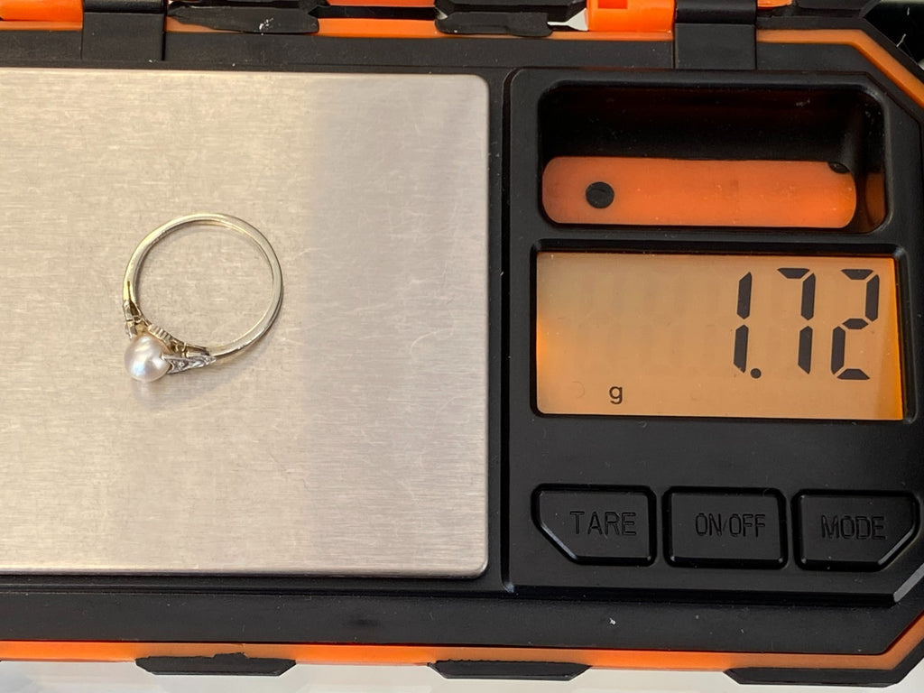 Filigraner Perlenring Ring Weissgold 750 18K Perle Grösse 48,5 1,72g