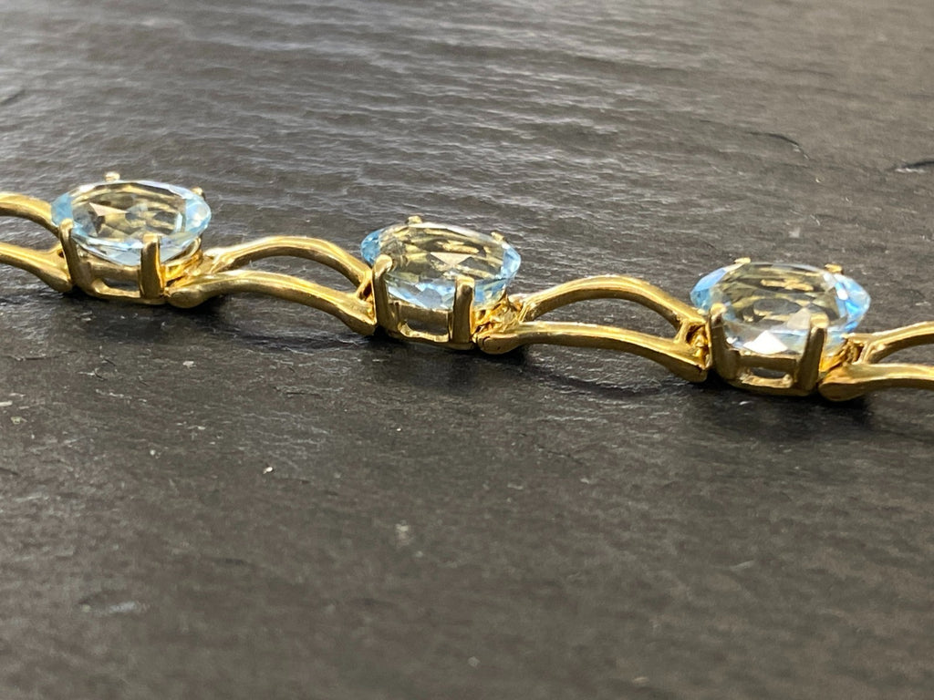 Elegantes Armband Gelbgold Gold 750 18K Aquamarine 10,21ct 18,8cm 13,3g