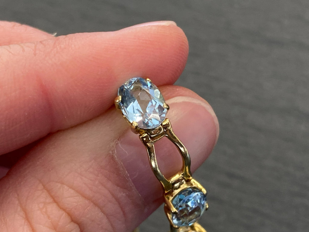 Elegantes Armband Gelbgold Gold 750 18K Aquamarine 10,21ct 18,8cm 13,3g