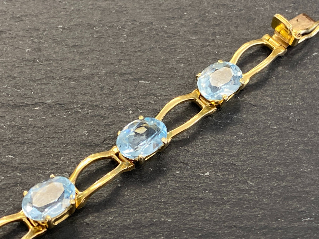 Elegantes Armband Gelbgold Gold 750 18K Aquamarine 10,21ct 18,8cm 13,3g