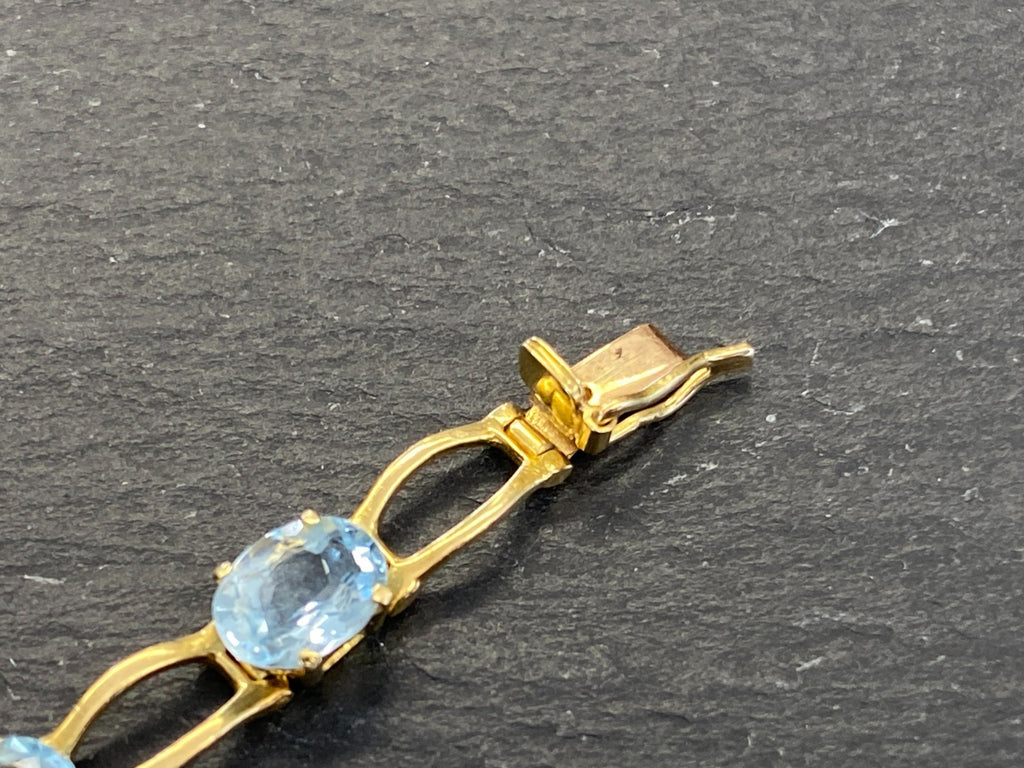 Elegantes Armband Gelbgold Gold 750 18K Aquamarine 10,21ct 18,8cm 13,3g