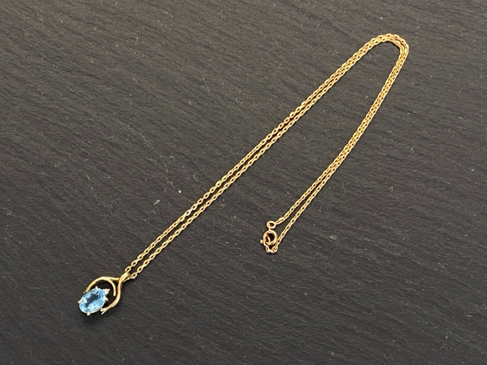 Halskette mit Anhänger Gelbgold Gold 750 18K mit Aquamarin 1,28ct 45,8cm 6,1g