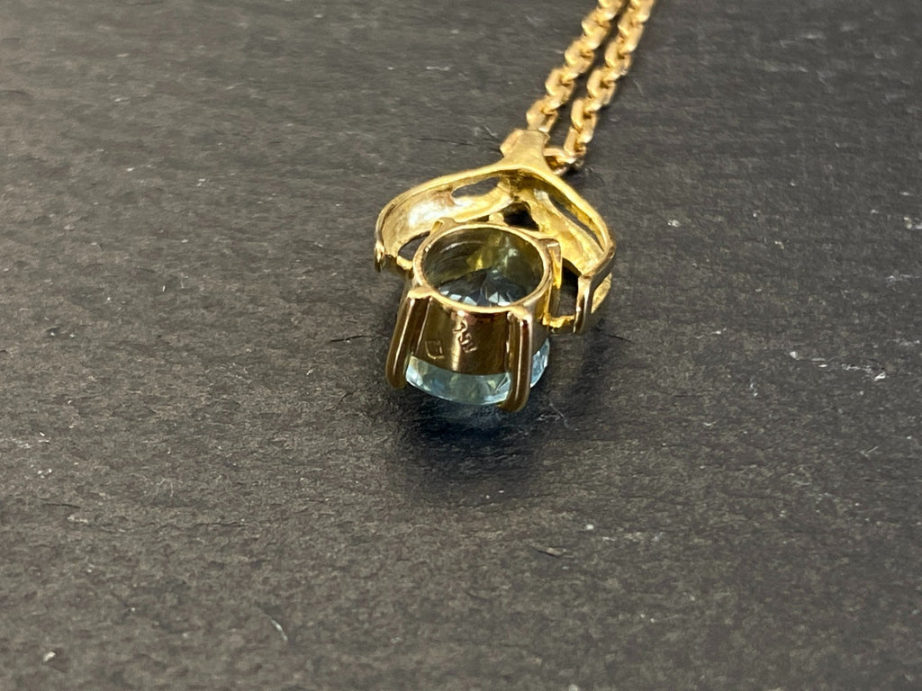 Halskette mit Anhänger Gelbgold Gold 750 18K mit Aquamarin 1,28ct 45,8cm 6,1g