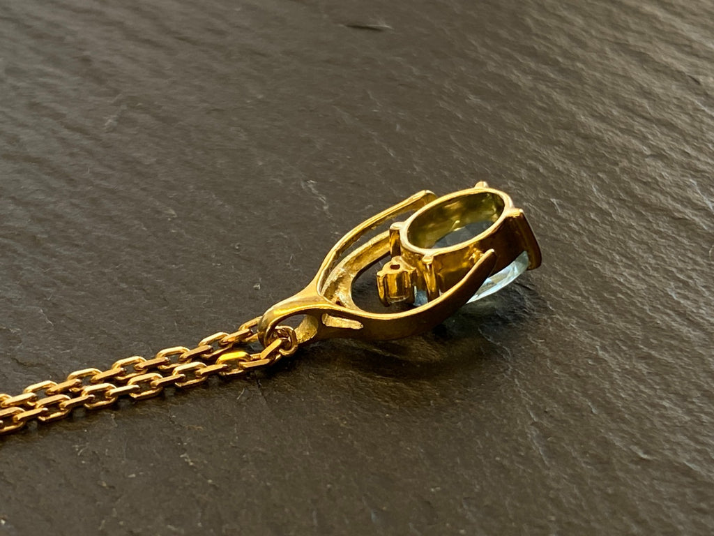 Halskette mit Anhänger Gelbgold Gold 750 18K mit Aquamarin 1,28ct 45,8cm 6,1g