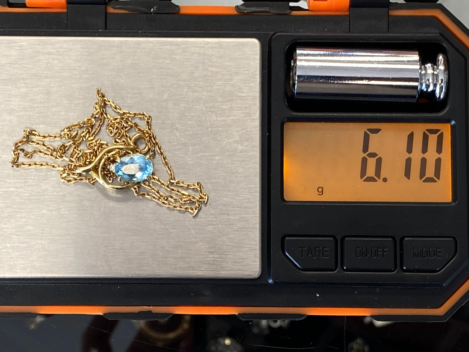 Halskette mit Anhänger Gelbgold Gold 750 18K mit Aquamarin 1,28ct 45,8cm 6,1g