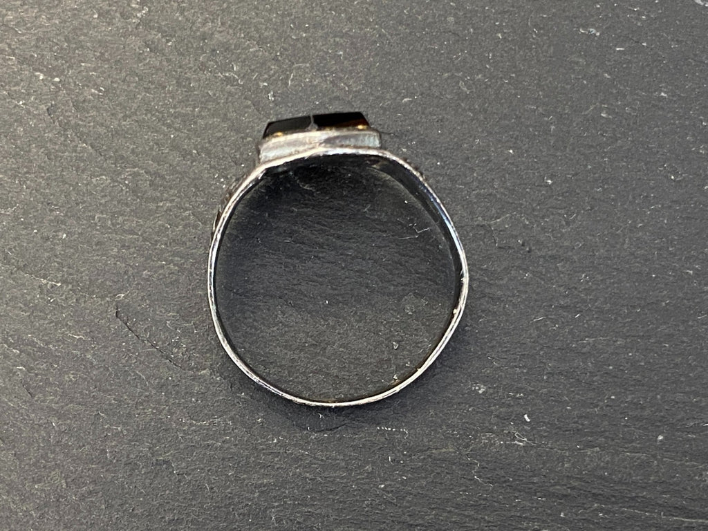 Alter Siegel Ring aus Sterling Silber 950 mit Onyx Grösse 59