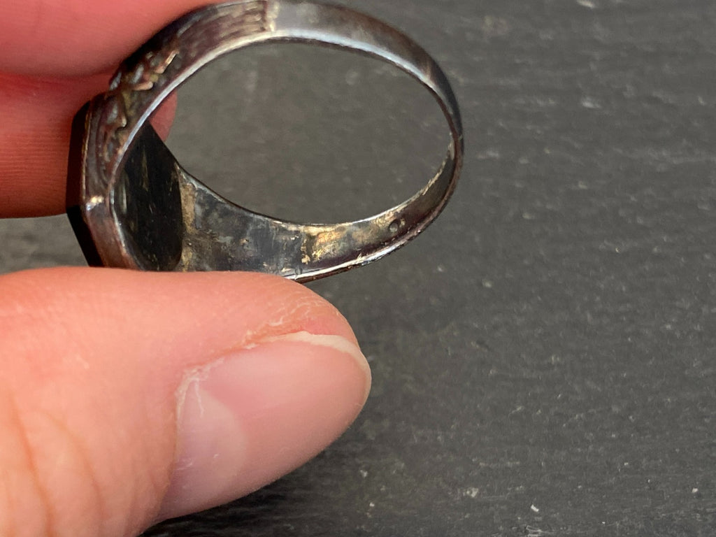 Alter Siegel Ring aus Sterling Silber 950 mit Onyx Grösse 59