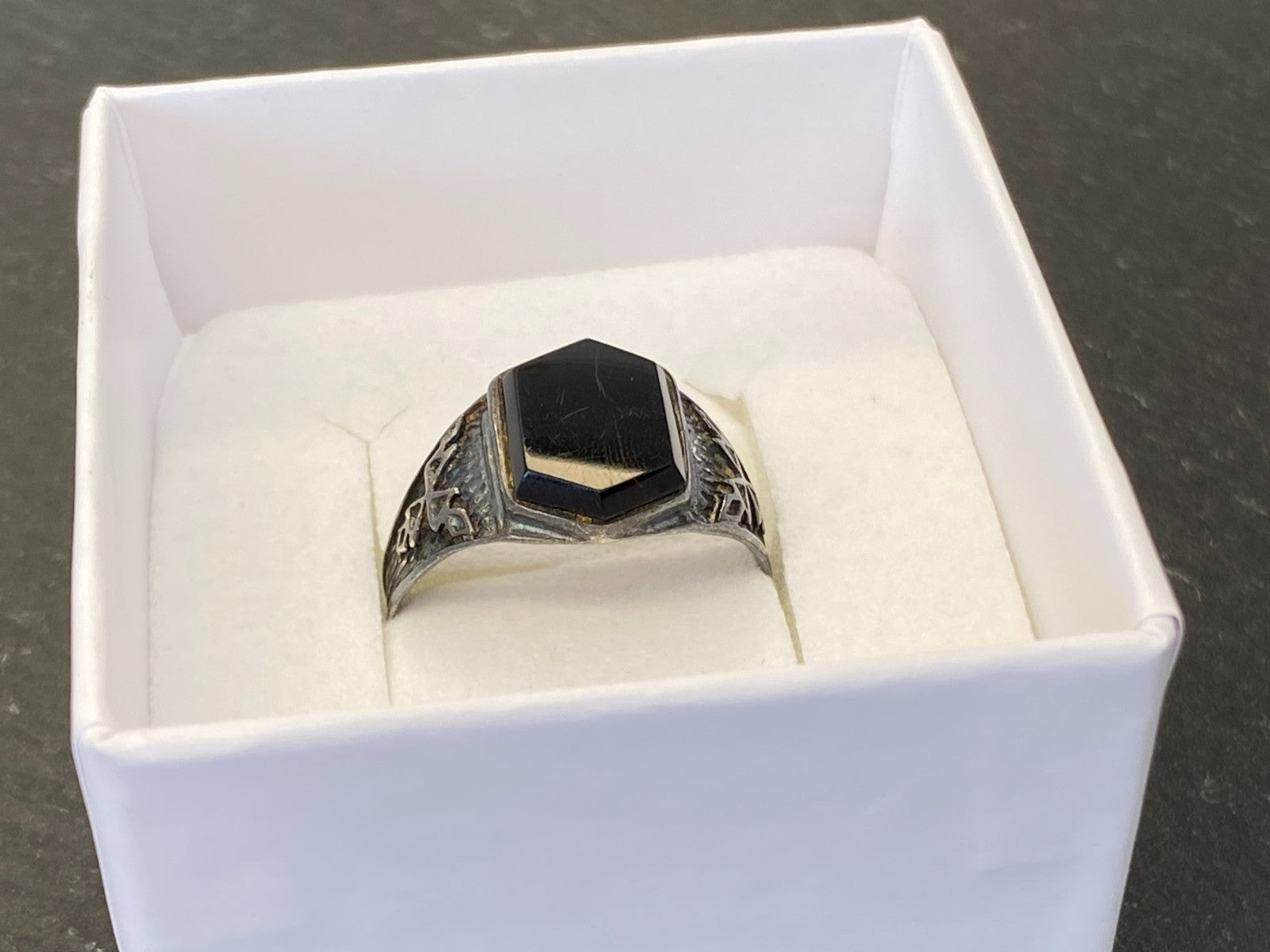 Alter Siegel Ring aus Sterling Silber 950 mit Onyx Grösse 59