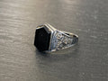 ALTER SIEGEL RING AUS STERLING SILBER 950 MIT ONYX GRÖSSE 59
