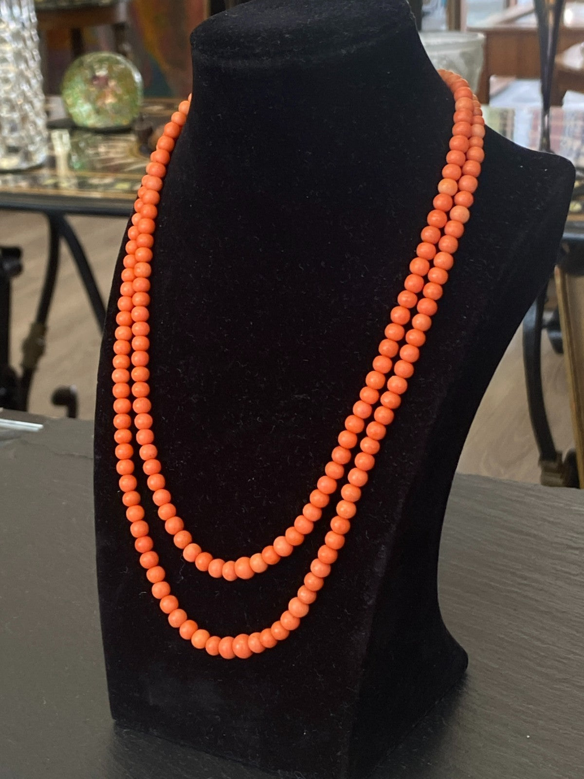 VINTAGE KORALLENKETTE KETTE AUS KORALL PERLEN PERLENKETTE