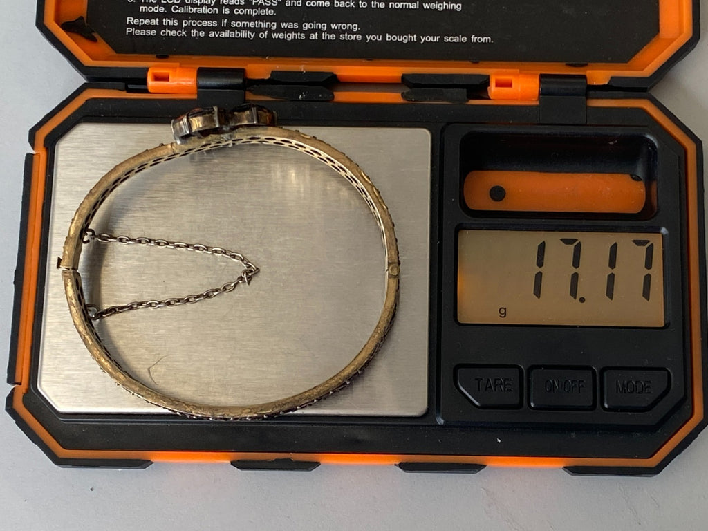 Antike Böhmische Brosche mit Granat Besatz vergoldet