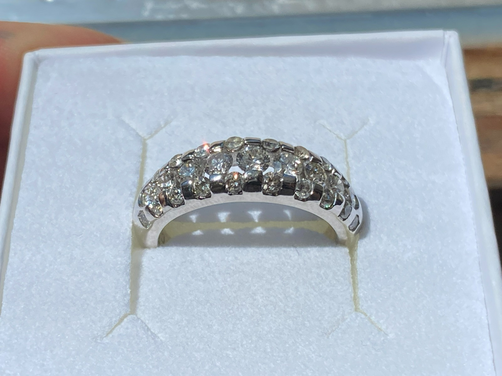 Damenring Ring aus Gold Weissgold 585 14K 1.01ct Diamanten Grösse 53 5,16g