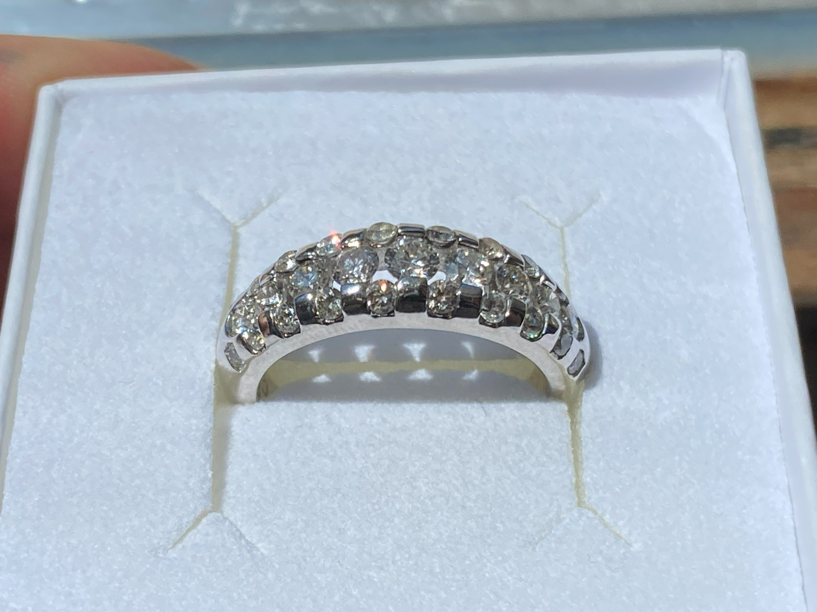 Damenring Ring aus Gold Weissgold 585 14K 1.01ct Diamanten Grösse 53 5,16g