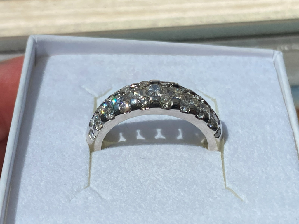 Damenring Ring aus Gold Weissgold 585 14K 1.01ct Diamanten Grösse 53 5,16g