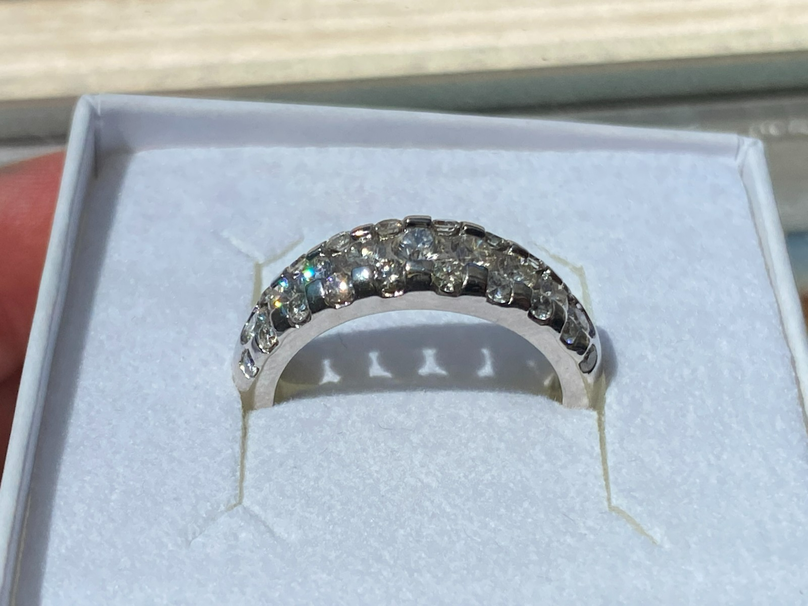 Damenring Ring aus Gold Weissgold 585 14K 1.01ct Diamanten Grösse 53 5,16g