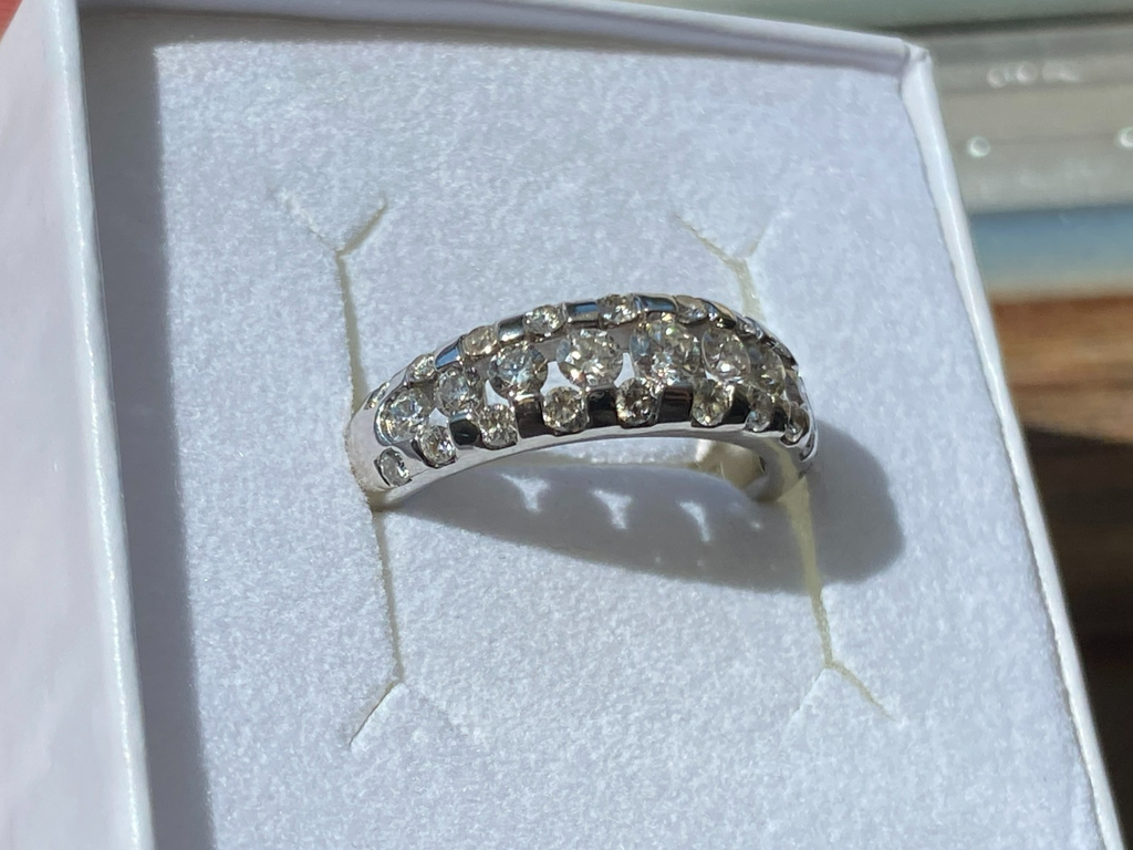 Damenring Ring aus Gold Weissgold 585 14K 1.01ct Diamanten Grösse 53 5,16g