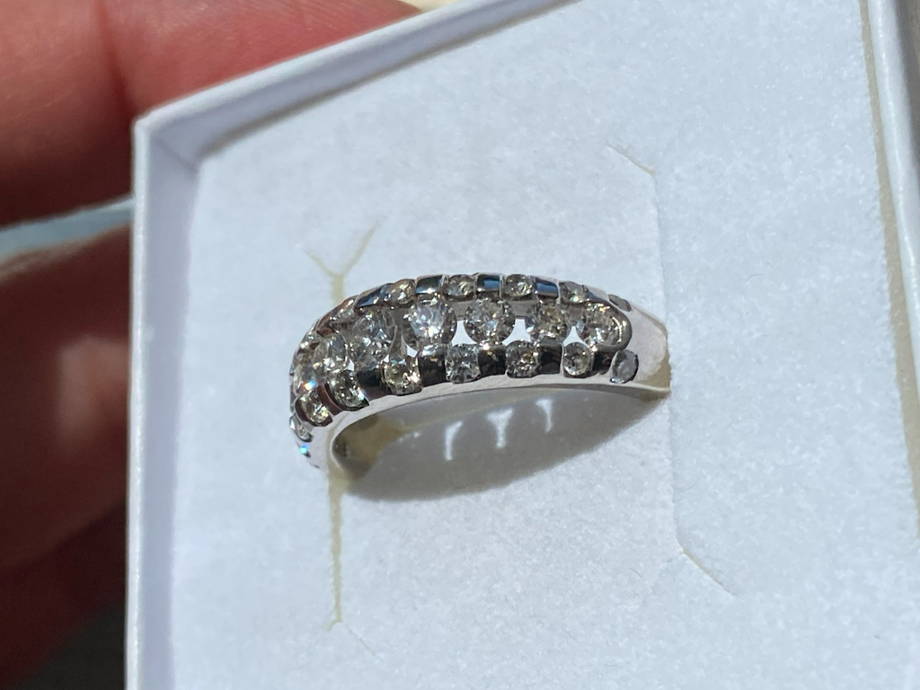 Damenring Ring aus Gold Weissgold 585 14K 1.01ct Diamanten Grösse 53 5,16g