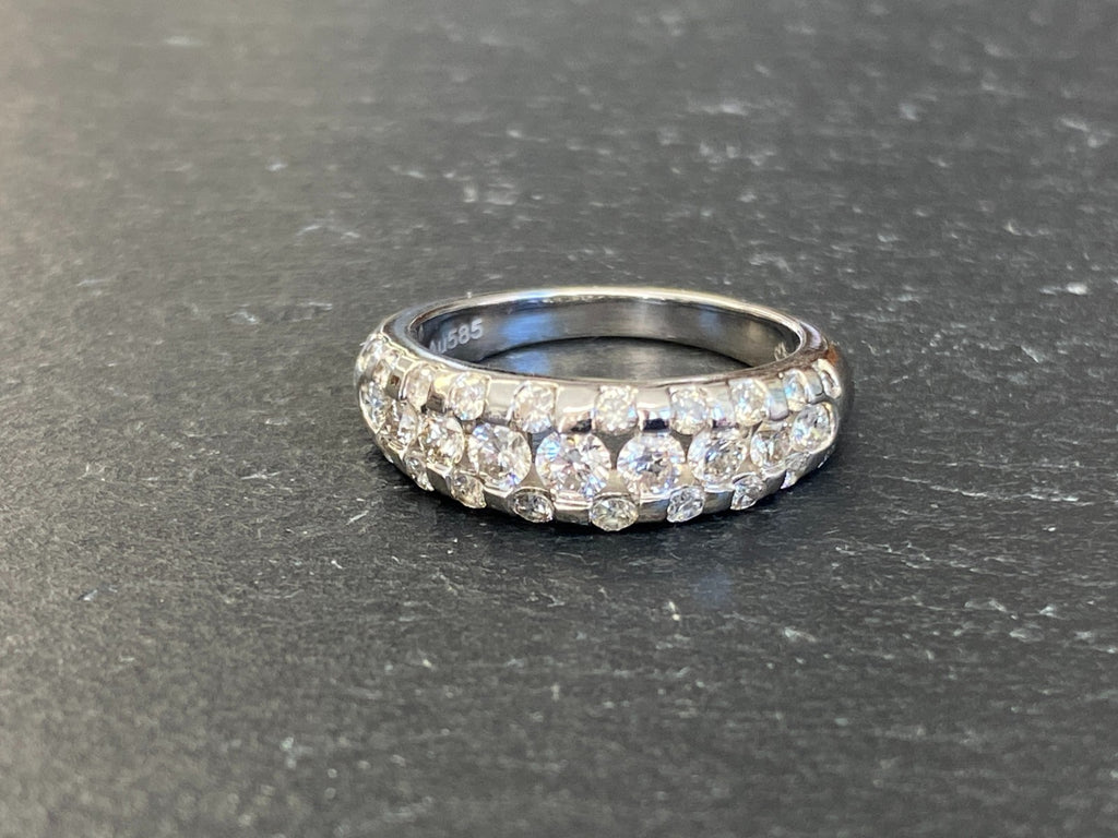 Damenring Ring aus Gold Weissgold 585 14K 1.01ct Diamanten Grösse 53 5,16g
