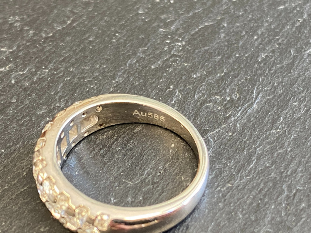 Damenring Ring aus Gold Weissgold 585 14K 1.01ct Diamanten Grösse 53 5,16g