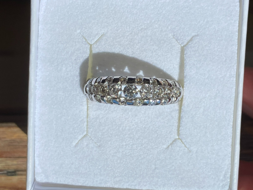 Damenring Ring aus Gold Weissgold 585 14K 1.01ct Diamanten Grösse 53 5,16g