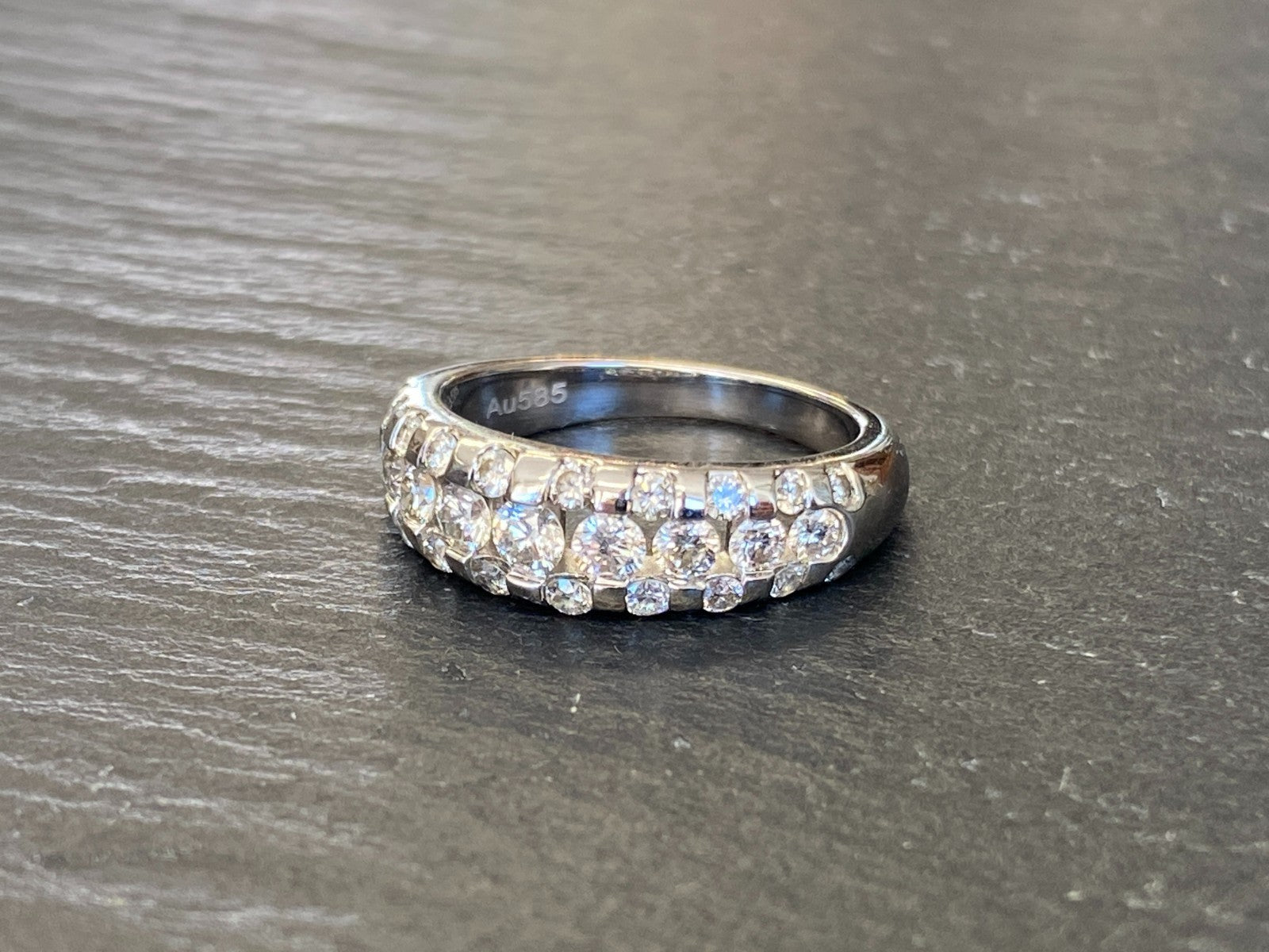 DAMENRING RING AUS GOLD WEISSGOLD 585 14K 1.01ct DIAMANTEN GRÖSSE 53 5,16g