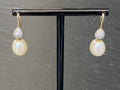 PAAR VINTAGE OHRRINGE PERLENOHRRINGE PERLE 10,4mm GELB GOLD 333