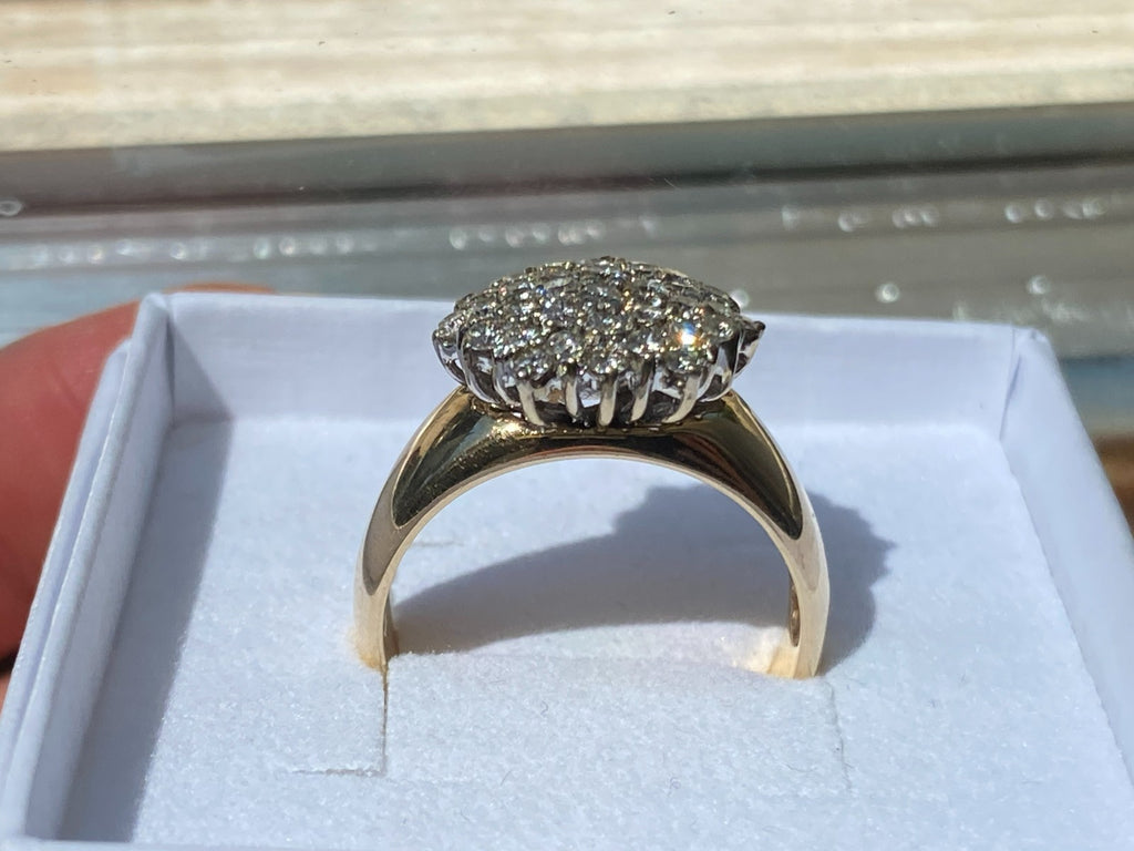 Vintage Damenring Cluster Ring Gelbgold 14K 585 Diamanten 0.78ct Gr 58