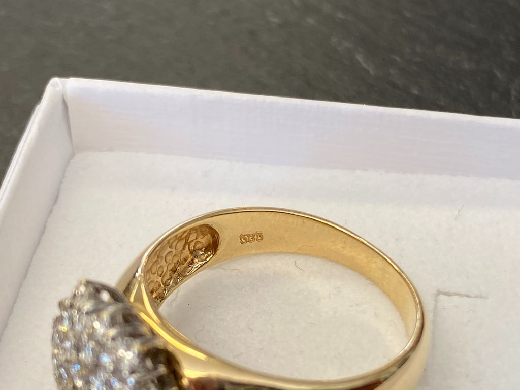 Vintage Damenring Cluster Ring Gelbgold 14K 585 Diamanten 0.78ct Gr 58