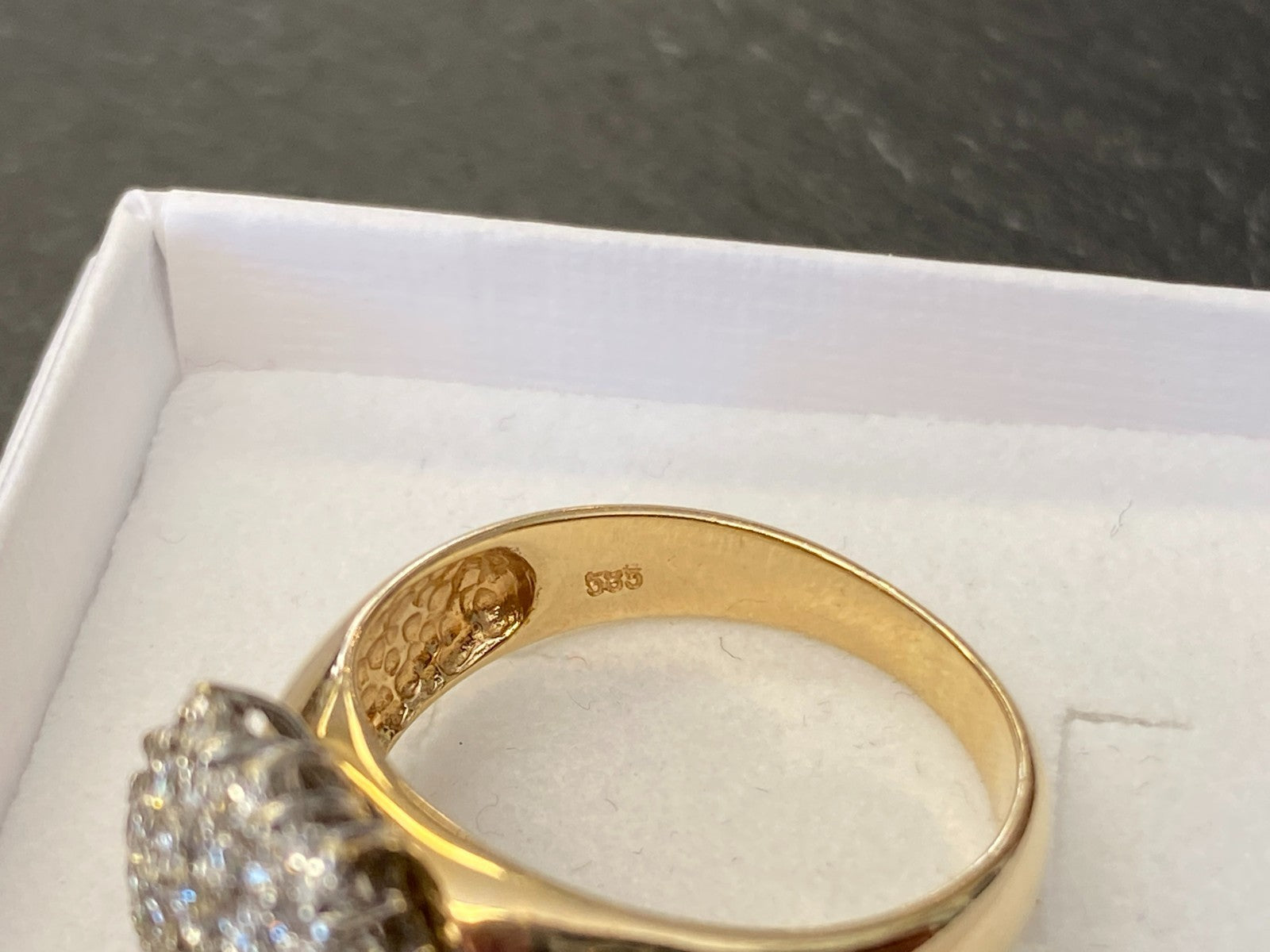 Vintage Damenring Cluster Ring Gelbgold 14K 585 Diamanten 0.78ct Gr 58